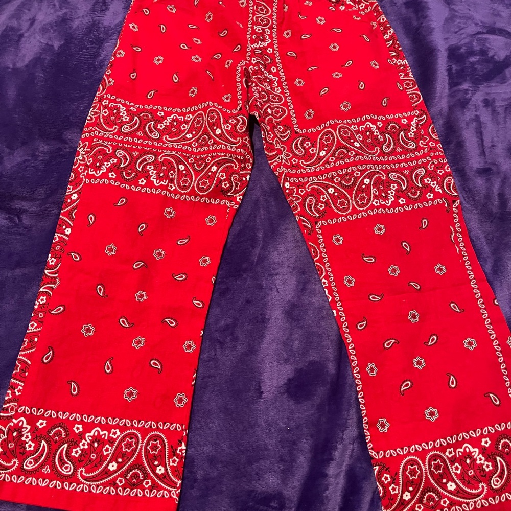 Rose’ a Pois Red Paisley Print Pants Made in Italy
